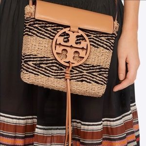 Tory Burch Miller Stripe Woven Straw Crossbody Han